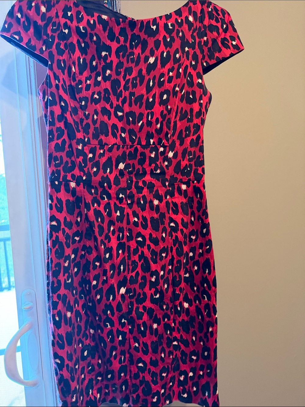 French Connection Red and Black Leopard Print Sheath Dress